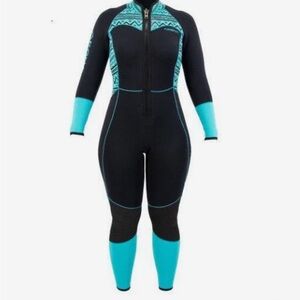 Women’s Full-Length Black & Teal One-Piece Wetsuit 3mm size 11/12